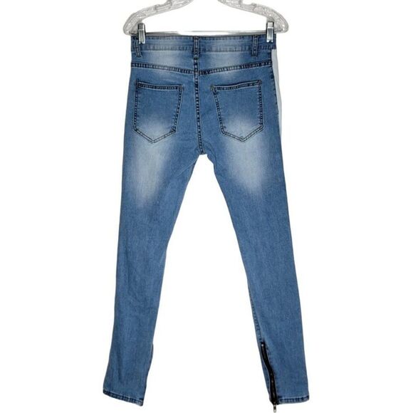Women's Distressed Skinny Jeans With Side Stripes Size 28 Stretch Denim 29x29 - Picture 3 of 8